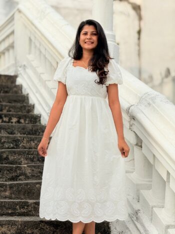 Off White Embroided Frock